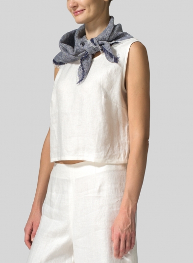 Linen Two Tone Blue Square Scarf