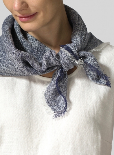 Linen Two Tone Blue Square Scarf