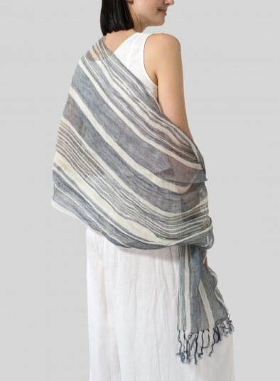 Linen Oversized Striped Scarf