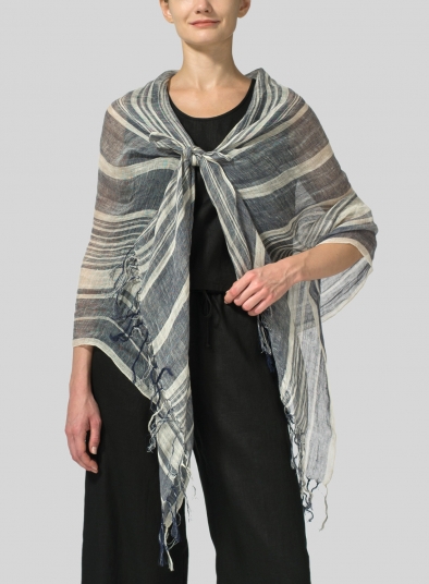 Linen Oversized Striped Scarf