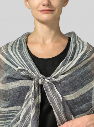 Linen Oversized Striped Scarf