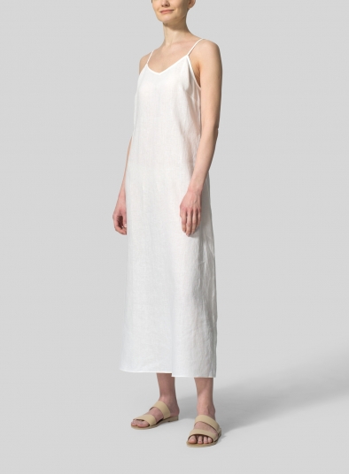 Linen Spaghetti Strap Slim Dress