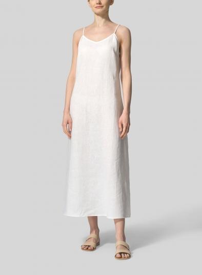 Linen Spaghetti Strap Slim Dress