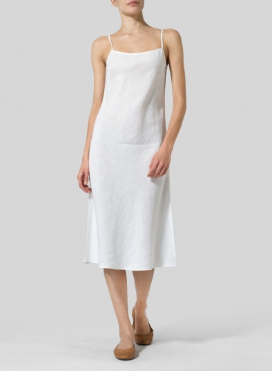 Linen Sleeveless Bias Cut Dress