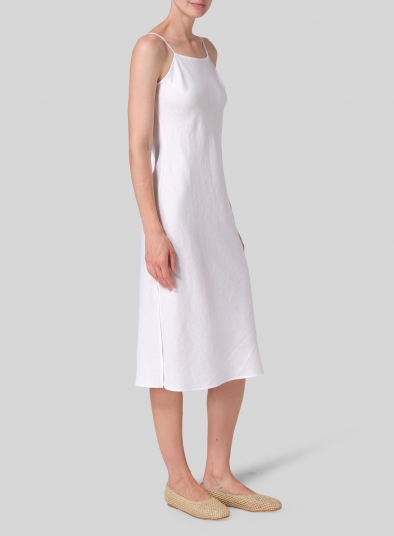 Linen Sleeveless Bias Cut Dress