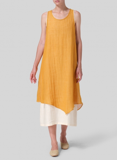 Linen Double Layered Long Dress