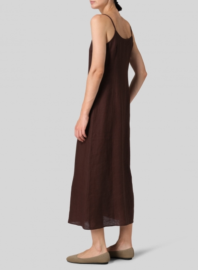 Linen Spaghetti Strap Slim Fit Long Dress