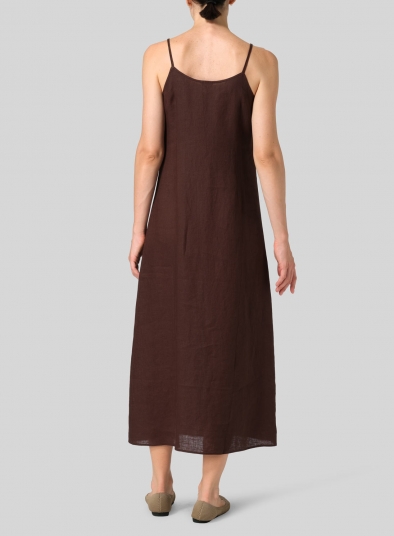 Linen Spaghetti Strap Slim Fit Long Dress