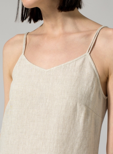 Linen Spaghetti Strap Long Dress 