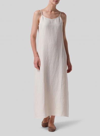 Linen Spaghetti Strap Maxi Dress