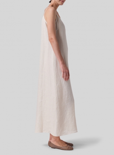 Linen Spaghetti Strap Maxi Dress