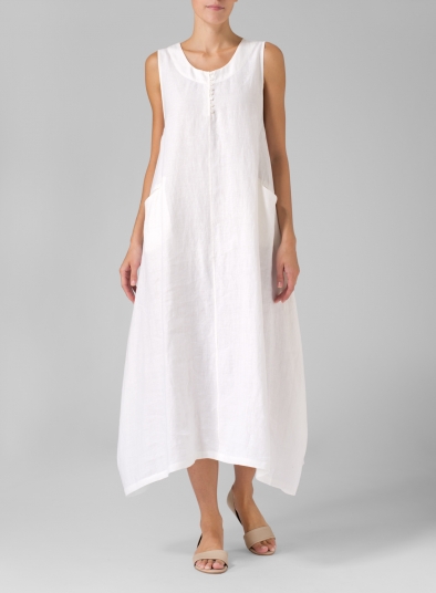 Linen Sleeveless Long Dress - Plus Size