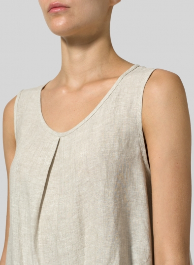 Linen Sleeveless Draped Dress