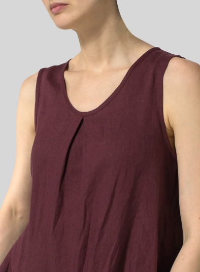 Linen Sleeveless Draped Dress