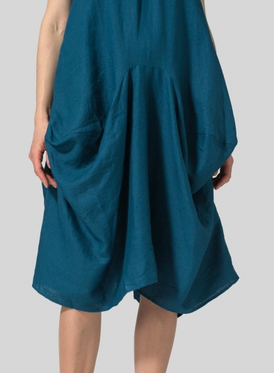 Linen Sleeveless Draped Dress