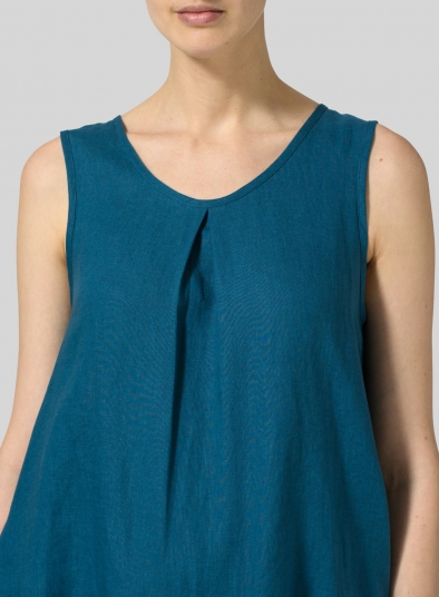 Linen Sleeveless Draped Dress