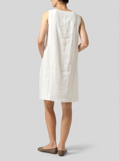 Twill Linen Sleeveless Slip-on Dress