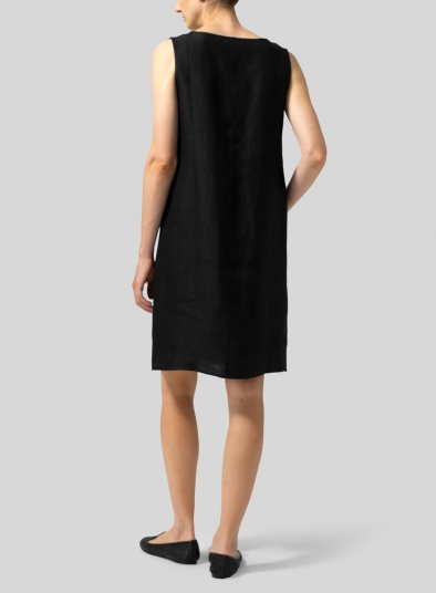 Twill Linen Sleeveless Slip-on Dress