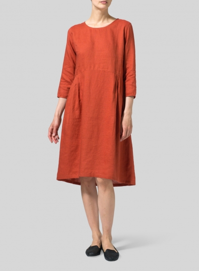 Linen Empire Waist Midi Dress