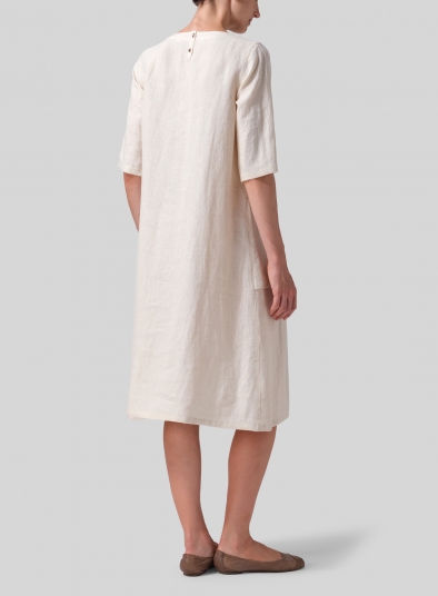 Linen Long Center Pleated Dress