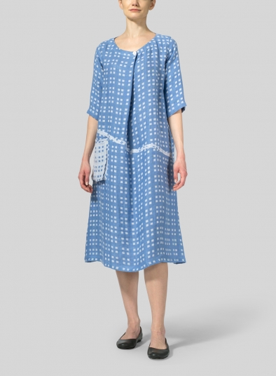 Layered Linen Long Center Pleated Dress