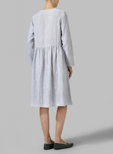 Linen Button Front L/S Dress 