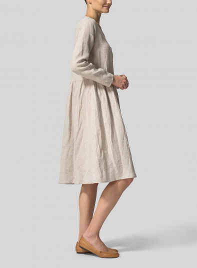 Linen Button Front L/S Dress 