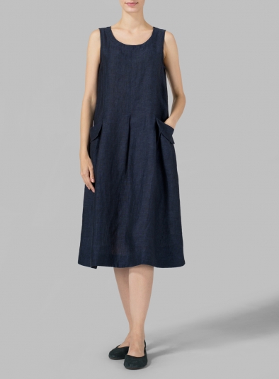 sleeveless linen swing dress
