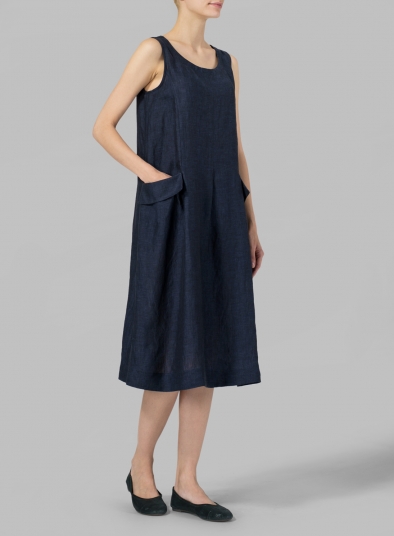 sleeveless linen swing dress
