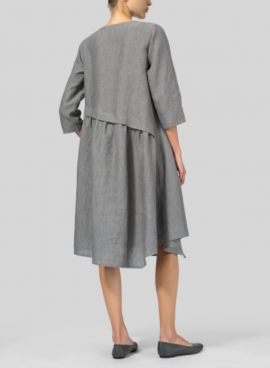 Linen A-line Asymmetrical Hem Dress