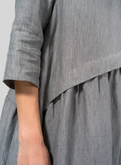 Linen A-line Asymmetrical Hem Dress