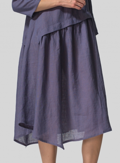 Linen A-line Asymmetrical Hem Dress