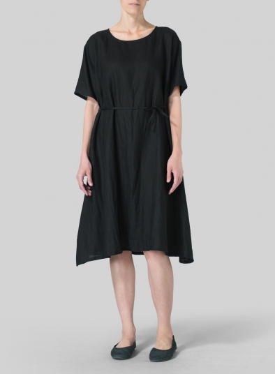 Linen Tie Waist Dress - Plus Size