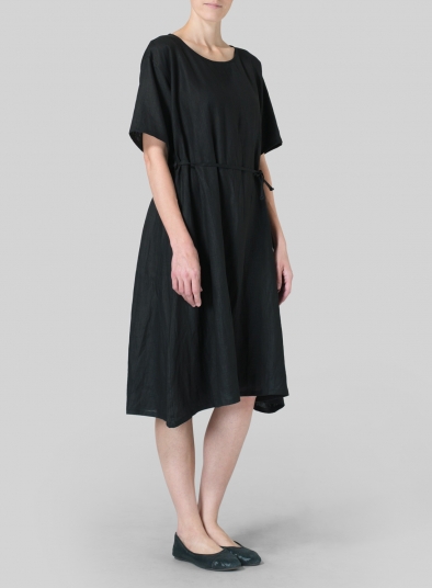 Linen Tie Waist Dress - Plus Size