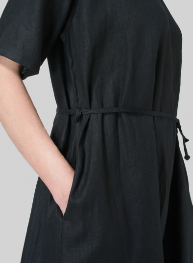 Linen Tie Waist Dress 