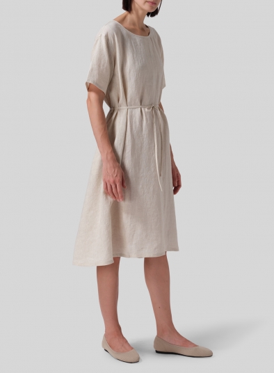 Linen Tie Waist Dress 