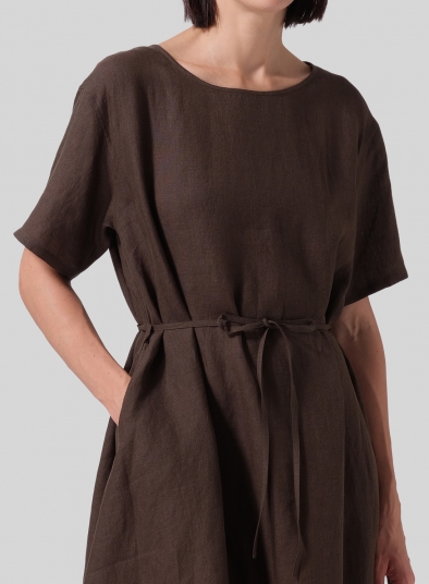 Linen Tie Waist Dress 