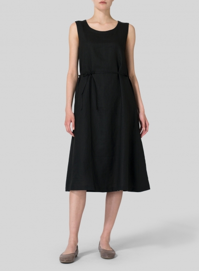 black linen a line dress