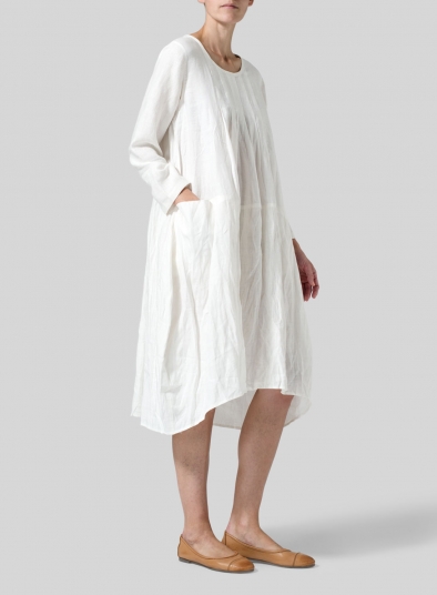 Linen High-Low Babydoll Dress