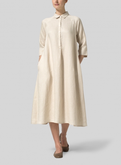 Linen A line Shirt Dress
