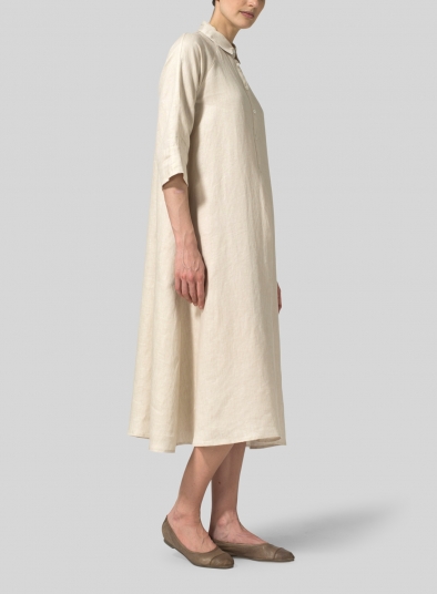 Linen A line Shirt Dress