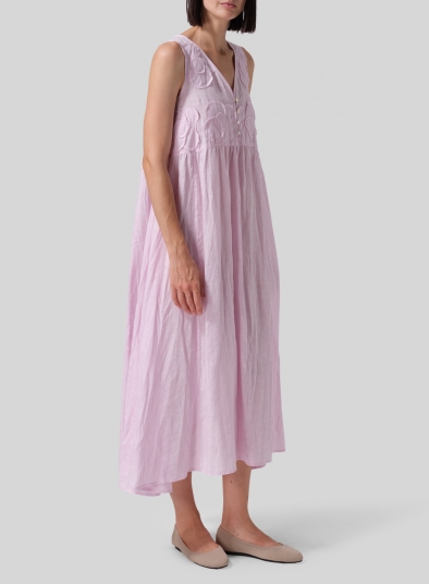 Linen Sleeveless A-line Long Dress