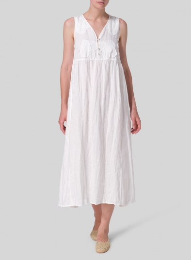 Linen Sleeveless A-line Long Dress