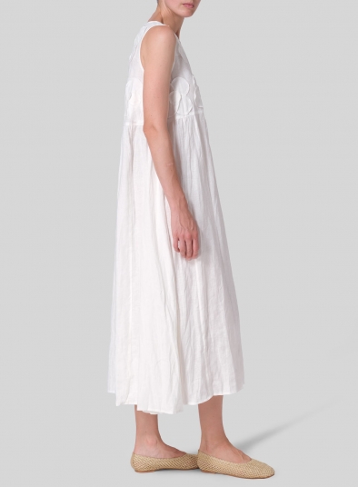 Linen Sleeveless A-line Long Dress