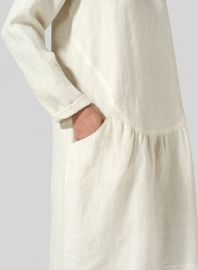 Linen Pleated-Waist Dress