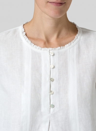 Linen Embroidered Hemline Dress