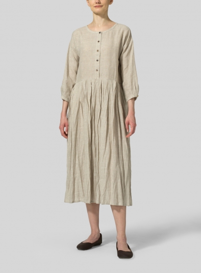 Linen Pleated Loose Long Dress