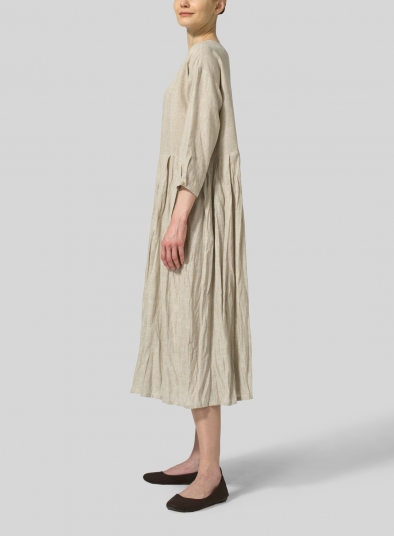 Linen Pleated Loose Long Dress