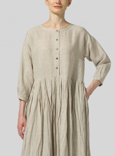 Linen Pleated Loose Long Dress