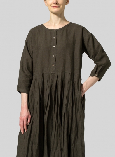 Linen Pleated Loose Long Dress